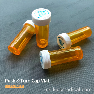 Push Push &amp; Turn Cap Vial untuk Memegang Perubatan